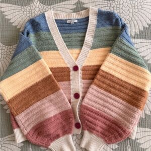 Baciano Multicolor Stripe Cardigan Sweater - Size Small